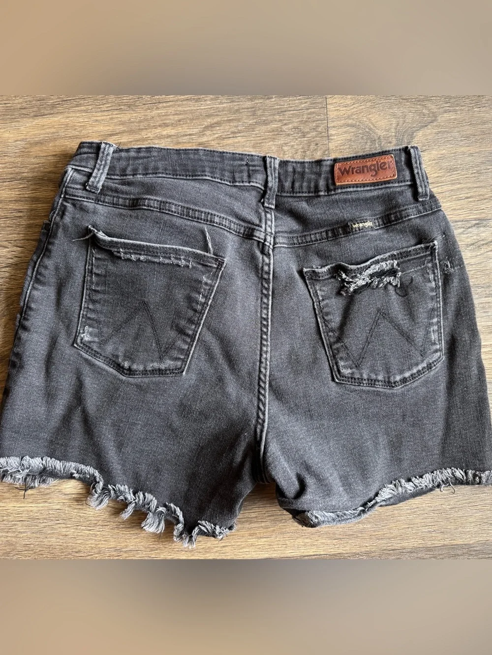 Wrangler Charcoal Distressed Denim Shorts